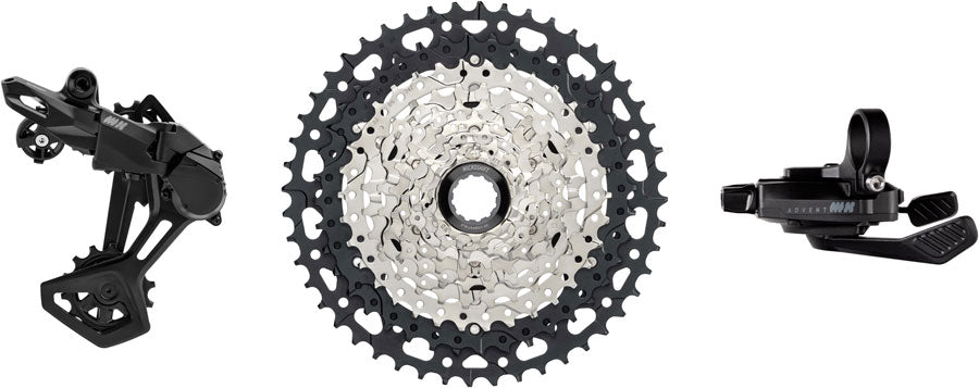 microSHIFT Advent MX 1x10-Speed Groupset - MX Trail Shifter, MX Rear Derailleur, Steel Cage, Clutched, 11-48t Cassette,