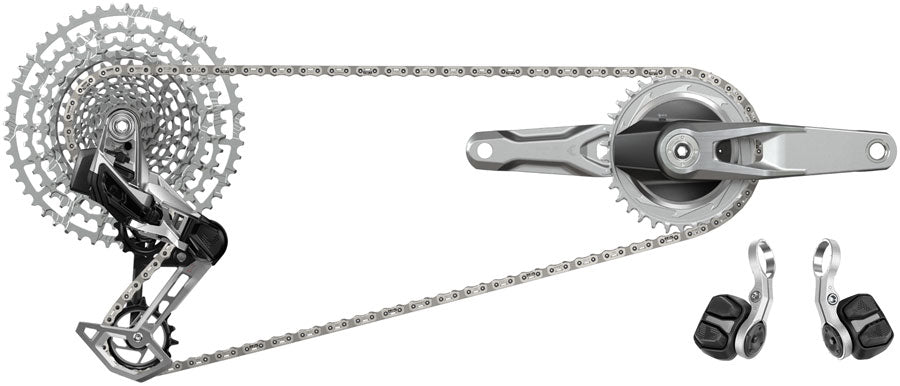 SRAM 1987 Eagle Transmission Power Meter Groupset - 170mm, 32 and 34t Chainrings, POD Controllers, 10-52t Cassette, Rear