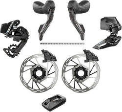 SRAM Force eTap AXS Road Groupset - 2x12-Speed, HRD Shift/Brake Levers, FM Calipers, CL Rotors, Chain, F/R Derailleurs, MPN: 00.7918.418.000 UPC: 710845929045 Kit-In-A-Box Road Group Force eTap AXS Electronic Groupset E1/E2