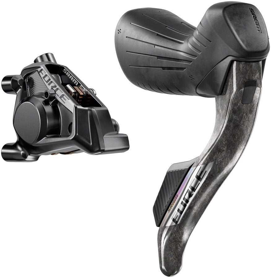 SRAM Force eTap AXS HRD Shift/Brake Lever and Hydraulic Disc Caliper - Right/Rear, Flat Mount 20mm Offset, 1800mm Hose, MPN: 00.7018.580.003 UPC: 710845916724 Hydraulic Brake/Shift Lever, Drop Bar Force eTap AXS HRD Shifter/Brake Lever and Caliper E1