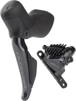 Shimano Ultegra ST-R8170D Di2 Shift/Brake Lever with BR-R8170 Hydraulic Disc Brake Caliper - Left/Front, 2x, Flat Mount, MPN: IR8170DLF6SC100D UPC: 192790900339 Hydraulic Brake/Shift Lever, Drop Bar Ultegra ST-R8170 Di2 Shift/Brake Lever with BR-R8170 Disc Brake Caliper