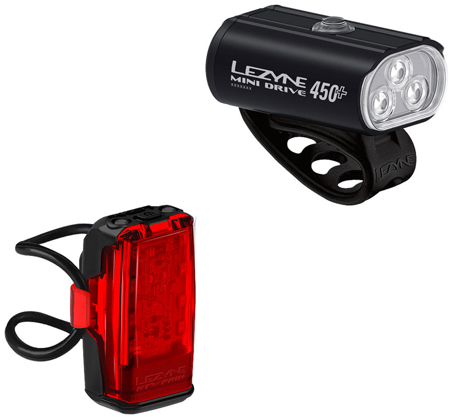 Lezyne Mini Drive 450+/KTV Drive Pro+ Headlight/Taillight Set MPN: 1-LED-24P-V1137 Headlight & Taillight Set Mini Drive 450+/KTV Drive Pro+ Headlight/Taillight Set