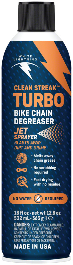 White Lightning Clean Streak Turbo Bike Chain Degreaser - 18oz MPN: CS0180102 UPC: 610990337835 Degreaser / Cleaner Clean Streak Turbo Degreaser