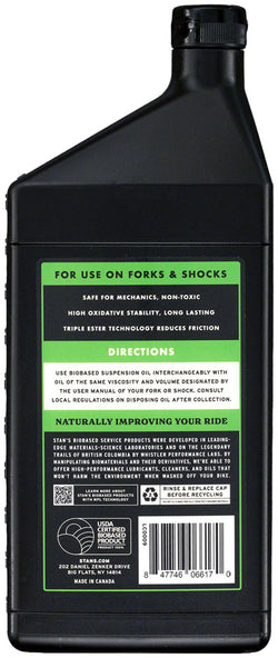 Stan's Biobased Suspension Oil - 5WT, 1L MPN: LC0010 UPC: 847746066187 Suspension Tool Biobased Suspension Oil
