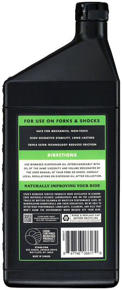 Stan's Biobased Suspension Oil - 20WT, 1L MPN: LC0013 UPC: 847746066217 Suspension Tool Biobased Suspension Oil