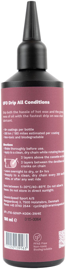 CeramicSpeed UFO Drip Lube 180ml - Lubricant - UFO Drip All Conditions Chain Lube