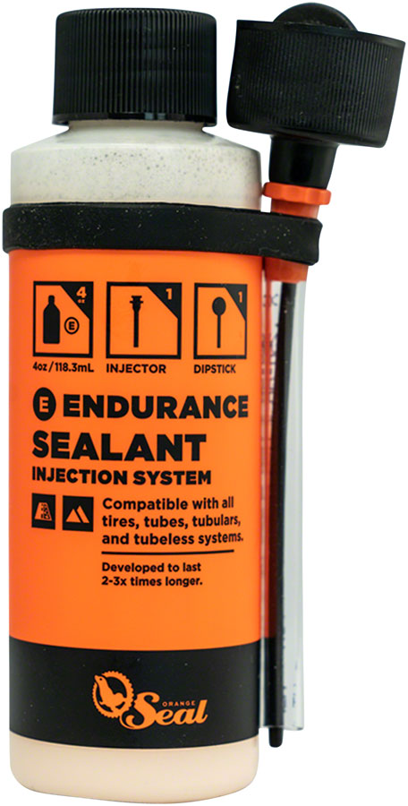 Orange Seal Endurance Tubeless Tire Sealant with Twist Lock Applicator - 4oz MPN: 60412 UPC: 810026604126 Tubeless Sealant Endurance Tubeless Tire Sealant
