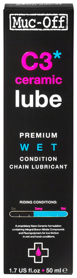 Muc-Off C3 Wet Ceramic Bike Chain Lube - 50ml, Drip MPN: 869 Lubricant C3 Wet Ceramic Bike Chain Lube