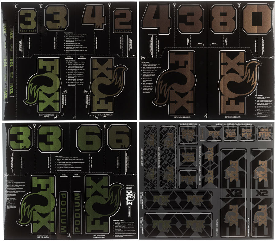 FOX Fork and Shock Decal Kit - Green Red Flux MPN: 803-04-688 UPC: 821973528120 Sticker/Decal Fork and Shock Decal Kit