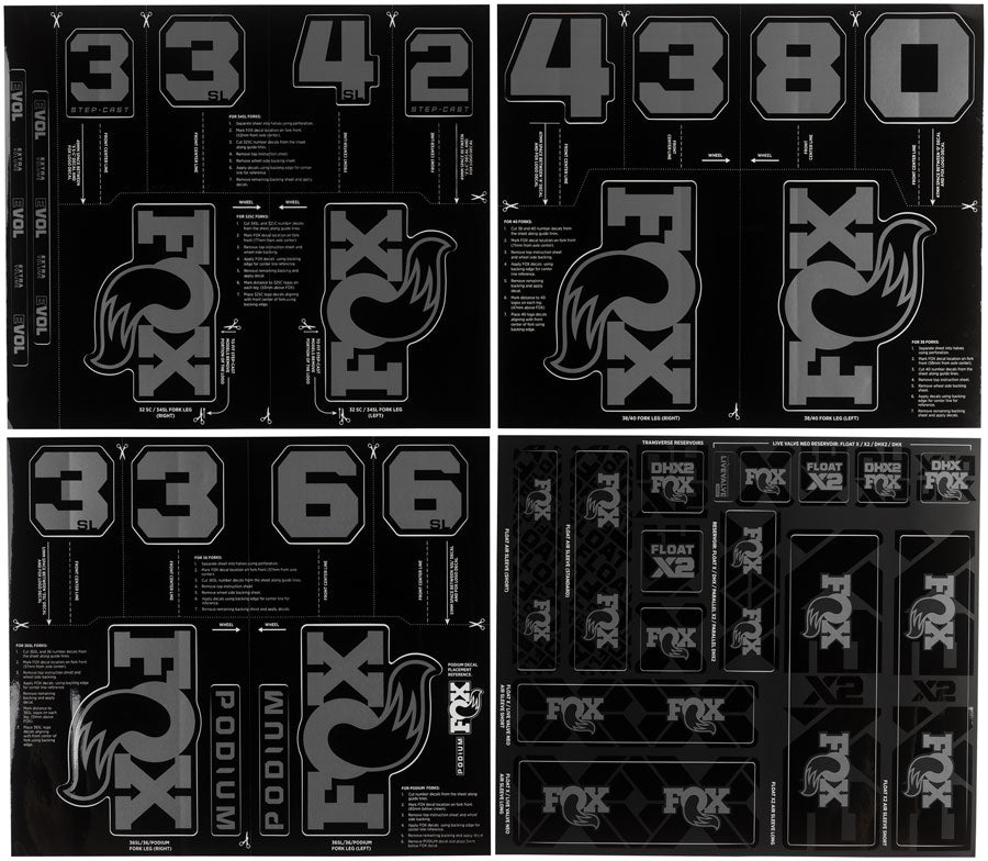 FOX Fork and Shock Decal Kit - Silver MPN: 803-04-690 UPC: 821973528038 Sticker/Decal Fork and Shock Decal Kit