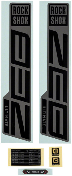 RockShox Fork Decal Kit - ZEB Ultimate Flight Attendant, 27.5"/29", Matte Silver Foil For Gloss Black (2023) MPN: 11.4018.105.057 UPC: 710845877865 Sticker/Decal Fork Decal Kits