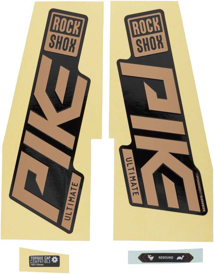 Rockshox Fork Decal Kit - Pike Ultimate, 27.5"/29", Matte Copper Foil/High Gloss Black MPN: 11.4018.105.043 UPC: 710845862663 Sticker/Decal Fork Decal Kits