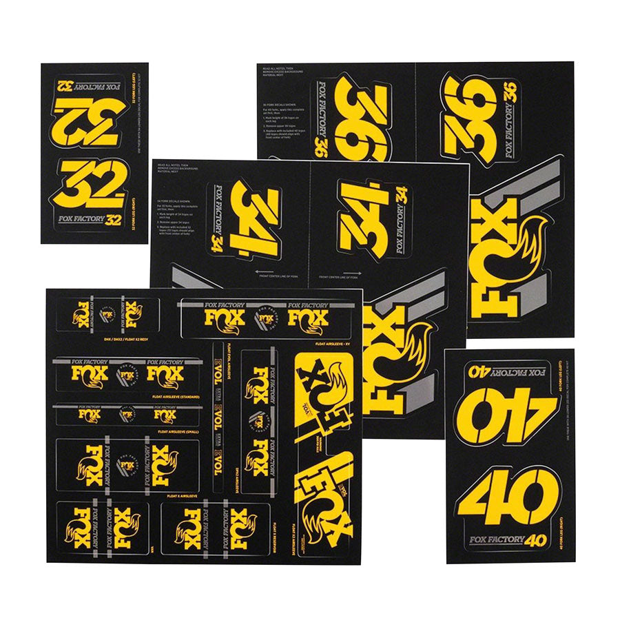 FOX Heritage Decal Kit for Forks and Shocks, Yellow Sticker/Decal