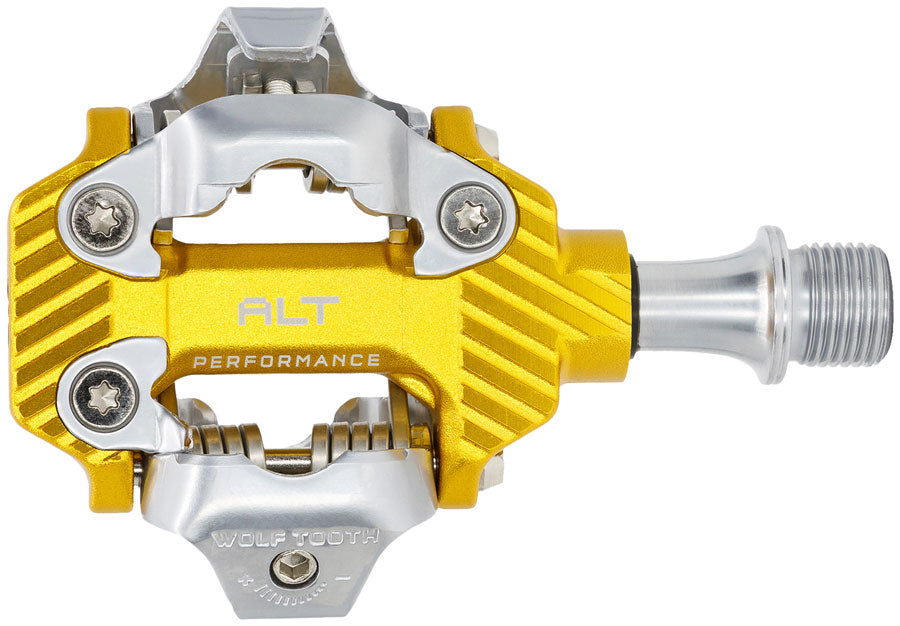 Wolf Tooth ALT XC Performance Clipless Pedals - Dual Sided Clipless, Alloy, 9/16", Gold, Pair, Shimano SPD - Pedals - ALT XC Performance Pedals