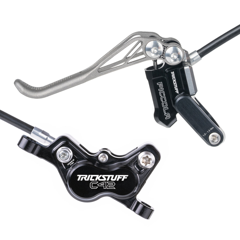 Trickstuff Piccola HD Brakeset, Black/Silver, Kevlar Hose Front 900mm - Rear 1700mm, C42 Caliper MPN: BPCHTFAKPQBSA0002S UPC: 4251189818313 Disc Brake & Lever Piccola HD