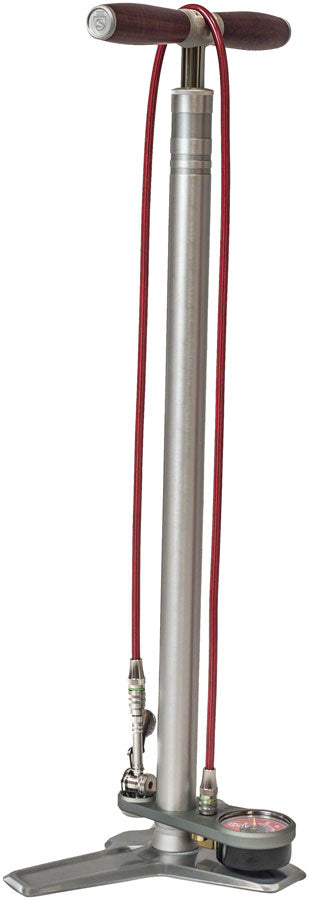 Silca Superpista Ultimate 'Hiro' Edition Floor Pump - 160psi, Stainless Steel, Red Hose with Hiro V2 Chuck, Silver MPN: AM-PU-SP2-ASY-011 UPC: 853740005503 Floor Pump Superpista Ultimate Hiro Edition Pump