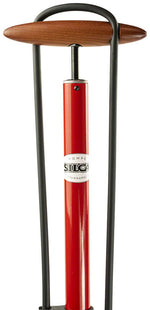 Silca Pista Floor Pump - Steel Body, Compact Ash Wood Handle, 220psi, Classic Press-On Chuck, Red - Floor Pump - Pista Floor Pump