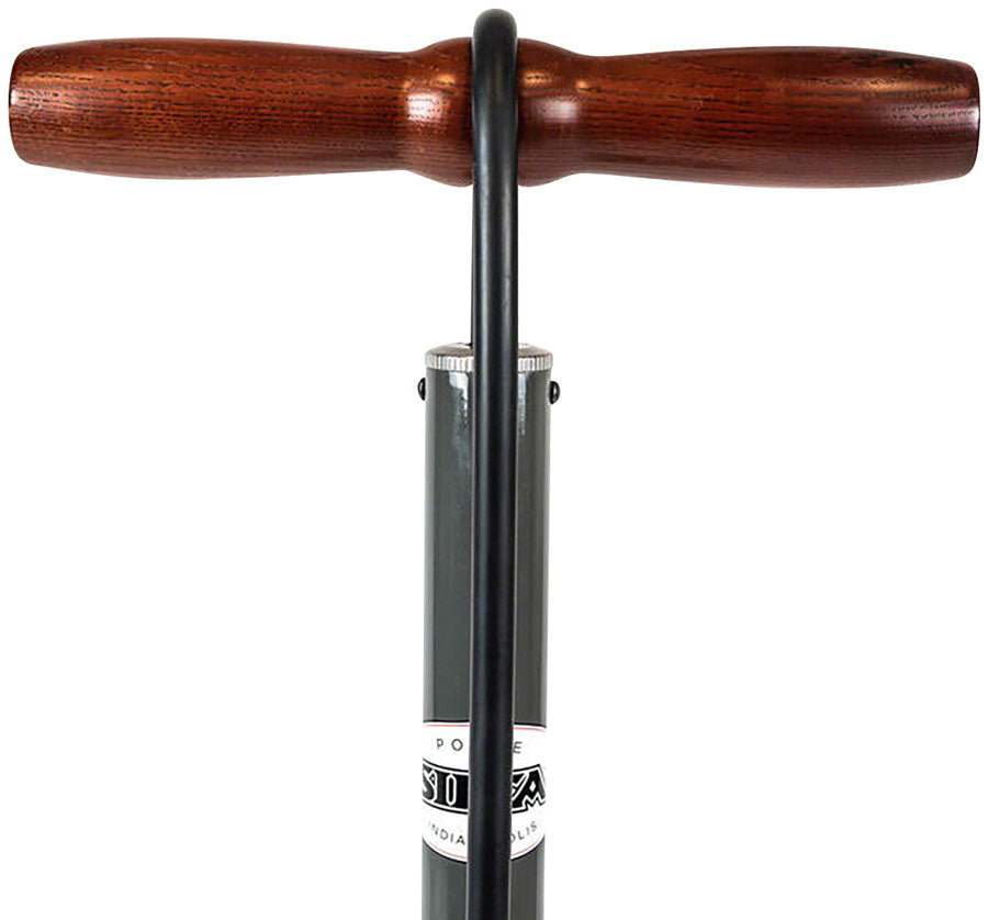 Silca Pista Plus Floor Pump - Steel Body, Ash Wood Handle, 220psi, Classic Press-On Chuck, Black - Floor Pump - Pista Plus Floor Pump