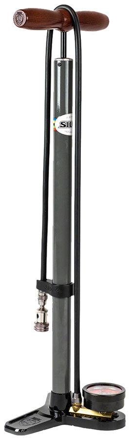 Silca Pista Plus Floor Pump - Steel Body, Ash Wood Handle, 220psi, Classic Press-On Chuck, Black MPN: AM-PU-003-ASY-0100 UPC: 860205002205 Floor Pump Pista Plus Floor Pump