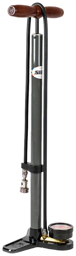 Silca Pista Plus Floor Pump - Steel Body, Ash Wood Handle, 220psi, Classic Press-On Chuck, Black MPN: AM-PU-003-ASY-0100 UPC: 860205002205 Floor Pump Pista Plus Floor Pump