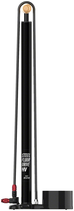 Lezyne Steel HV Floor Drive Pump - Flat Black - Floor Pump - Steel HV Floor Drive Pump