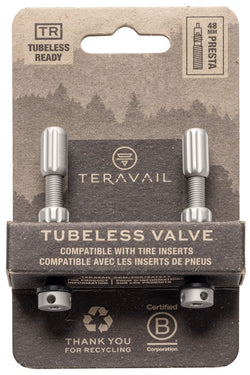 Teravail Alloy Tubeless Valves - Pair, 48mm,  Matte Silver MPN: YF-00240-48MM UPC: 708752530508 Tubeless Valves Alloy Tubeless Valves