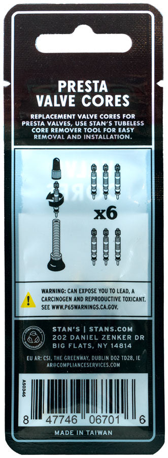 Stan's Tubeless Universal Valve Cores - Presta, 6 Pack MPN: AS0346 UPC: 847746067016 Valve Part Valve Core