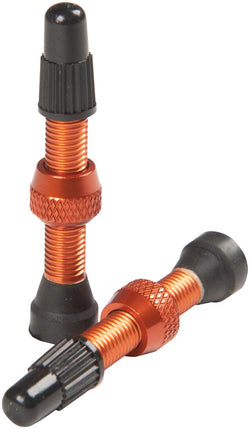 Stan's Alloy Valve Stems - 35mm, Pair, Orange - Tubeless Valves - Alloy Valve Stems