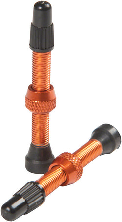 Stan's NoTubes Alloy Valve Stems - 44mm, Pair, Orange - Tubeless Valves - Alloy Valve Stems