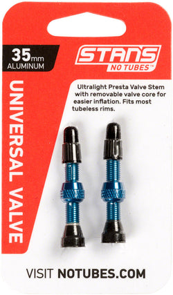 Stan's NoTubes Alloy Valve Stems - 35mm, Pair, Blue MPN: AS0179 UPC: 847746049845 Tubeless Valves Alloy Valve Stems