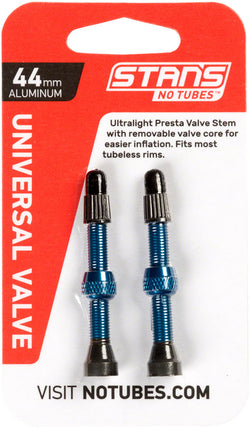 Stan's NoTubes Alloy Valve Stems - 44mm, Pair, Blue MPN: AS0180 UPC: 847746049852 Tubeless Valves Alloy Valve Stems