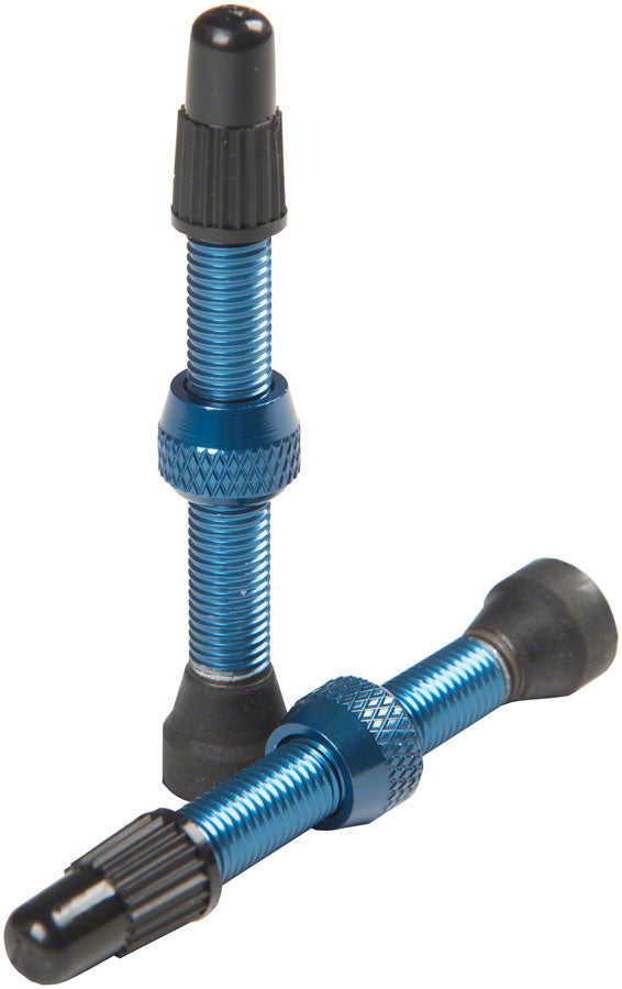 Stan's NoTubes Alloy Valve Stems - 44mm, Pair, Blue - Tubeless Valves - Alloy Valve Stems