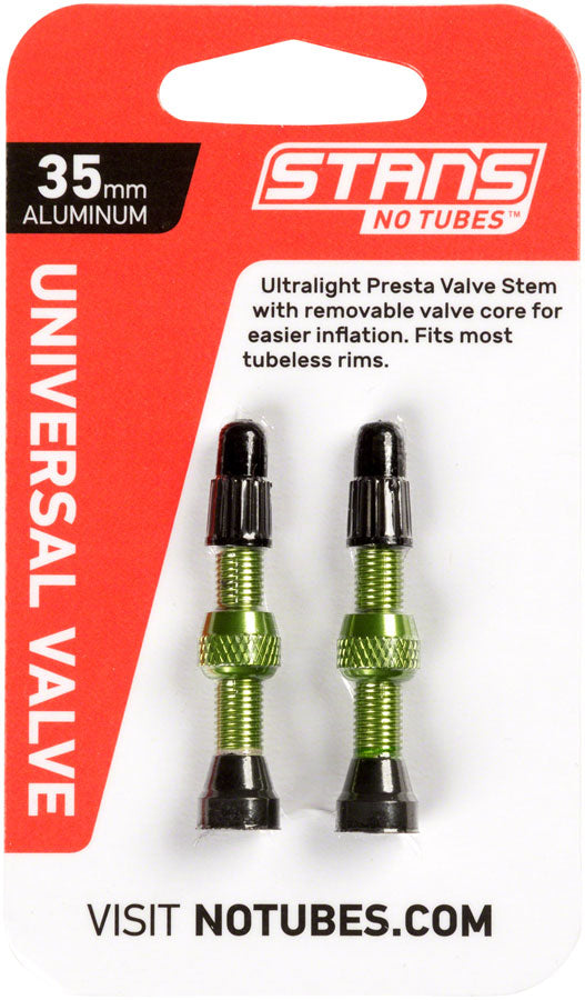 Stan's NoTubes Alloy Valve Stems - 35mm, Pair, Green MPN: AS0181 UPC: 847746049869 Tubeless Valves Alloy Valve Stems