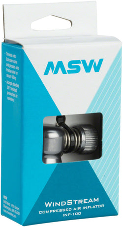 MSW Windstream Push 100 Inflator Head Silver MPN: 17-000107 UPC: 708752178762 CO2 and Pressurized Inflation Device Windstream Push Inflator