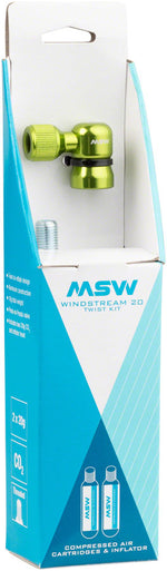 MSW Windstream Twist 20 Kit with two 20g CO2 Cartridges MPN: 17-000243 UPC: 708752325609 CO2 and Pressurized Inflation Device Windstream Twist Inflator