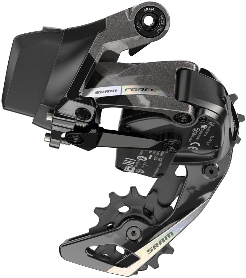 SRAM Force AXS eTap Rear Derailleur - 12-Speed, Medium Cage, 36t Max, (Battery Not Included), Iridescent Gray, D2 MPN: 00.7518.173.000 UPC: 710845892165 Rear Derailleur Force AXS eTap Rear Derailleur D2