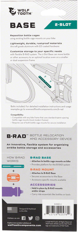 Wolf Tooth B-RAD 2 Base Mount MPN: B-RAD-2 UPC: 812719025782 Other Rack B-RAD Base