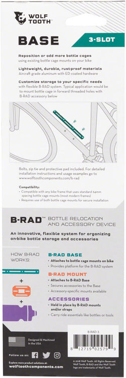 Wolf Tooth B-RAD 3 Base Mount MPN: B-RAD-3 UPC: 812719025799 Other Rack B-RAD Base