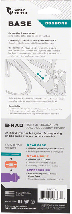 Wolf Tooth B-RAD Dogbone Base MPN: B-RAD-DOG UPC: 812719026857 Other Rack B-RAD Dogbone Base