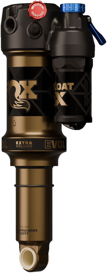 FOX FLOAT X Factory Rear Shock - Trunnion Metric, 185 x 55 mm, EVOL LV, 0.4 ci Spacer, 2-Position Lever, Kashima Coat MPN: 979-01-233 UPC: 821973526096 Rear Shock Float X Factory Rear Shock
