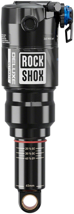 RockShox Deluxe Ultimate RCT  Rear Shock - 205 x 57.5mm, Linear XL, 4 Neg/0 Pos Tokens, Reb 55 / Comp 30, Lock Out 4, MPN: 00.4118.474.015 UPC: 710845918599 Rear Shock Deluxe Ultimate RCT Linear XL Rear Shock