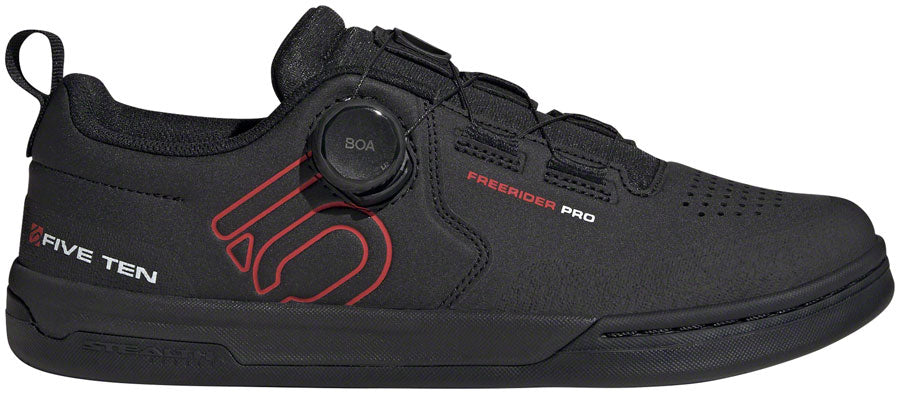 Five Ten Freerider Pro BOA Flat Shoes - Men's, Core Black/Red/FTWR White, 11 - Flat Shoe - Freerider Pro BOA Flat Shoes - Men's, Core Black/Red/FTWR White