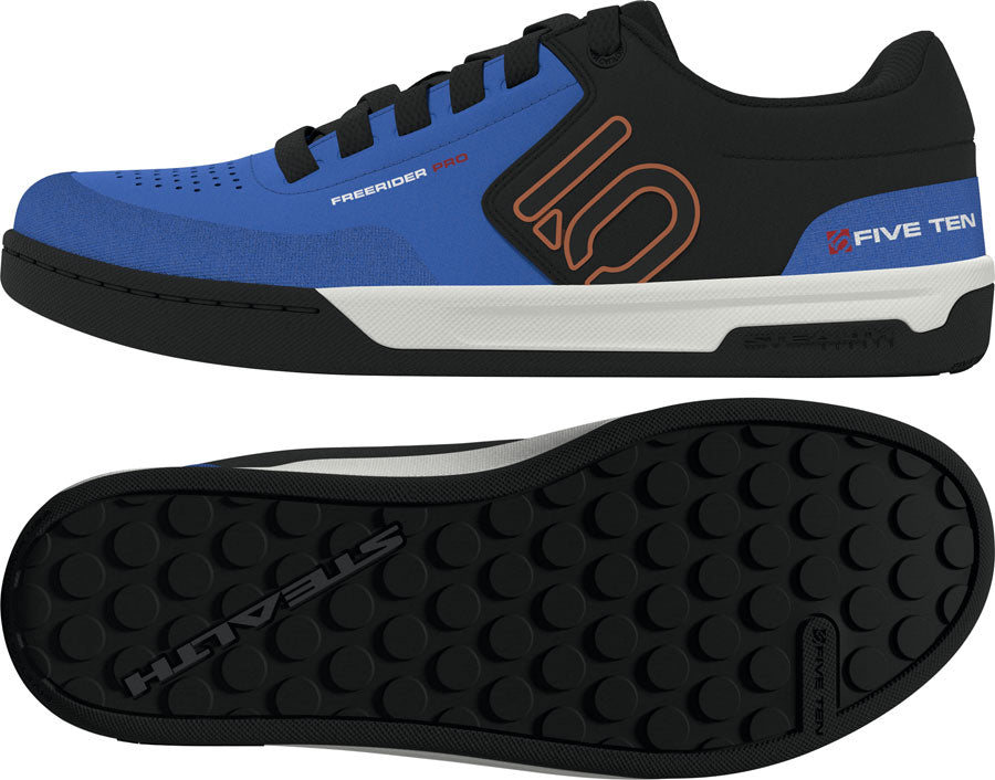 Five Ten Freerider Pro Flat Shoes - Men's, Core Black/Pure Orange/Ray Blue, 9.5 - Flat Shoe - Freerider Pro Flat Shoes - Men's, Core Black/Pure Orange/Ray Blue