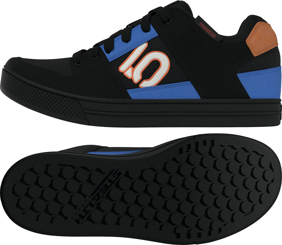 Five Ten Freerider Flat Shoes - Men's, Core Black/Off White/Ray Blue, 8 - Flat Shoe - Freerider Flat Shoes - Men's, Core Black/Off White/Ray Blue