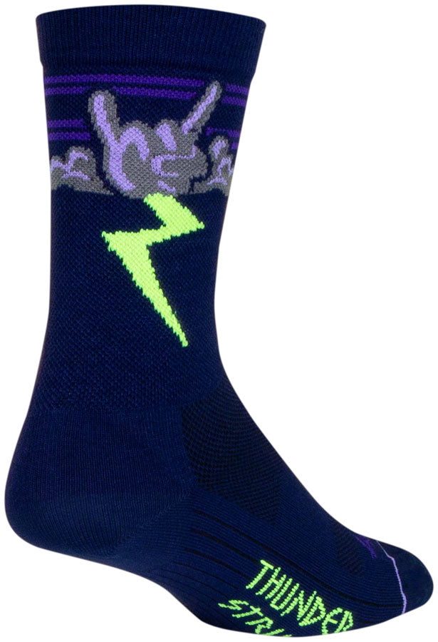 SockGuy Thunder Crew Socks - 6", Navy/Purple/Green, Large/X-Large MPN: CRTHUNDER L UPC: 602573794036 Sock Crew Socks