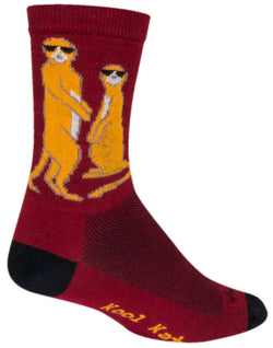 SockGuy Crew Kool Kats Socks - 6", Burgundy, Large/X-Large - Sock - Crew Socks