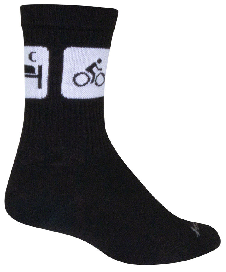 SockGuy Crew Repeats Socks - 6", Black, Small/Medium - Sock - Crew Socks