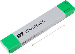 DT Swiss Champion Spoke: 2.0mm, 296mm, J-bend, Silver, Box of 100 MPN: SCH020296N0100 Spoke, Bulk Champion 2.0 Silver Spokes Box of 100