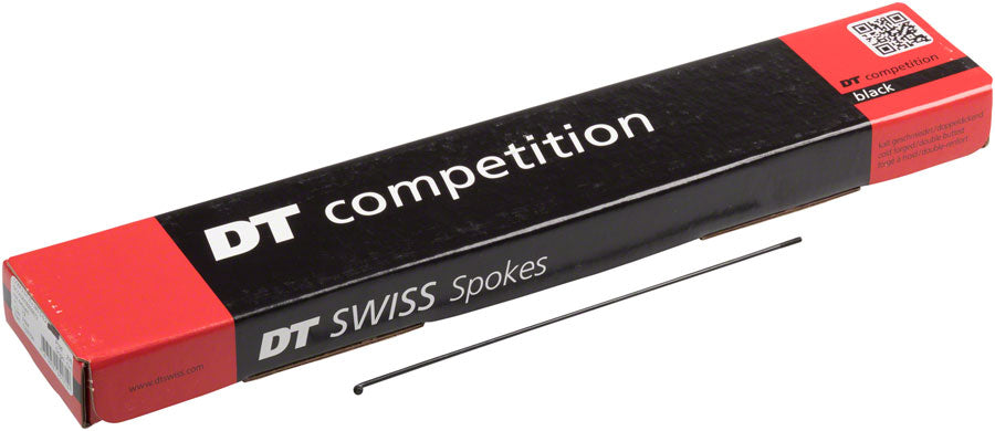 DT Swiss Competition Spokes - 2.0/1.8/2.0mm, 318mm, Black,  J-bend, Box of 100 MPN: SCO020318S0100 Spoke, Bulk Competition Black Spokes