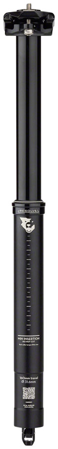 Wolf Tooth Resolve Dropper Seatpost - 31.6, 160mm Travel, Black, Rev 1 MPN: RES-316-160 UPC: 810006806281 Dropper Seatpost Wolf Tooth Resolve Dropper Seatpost Rev 1